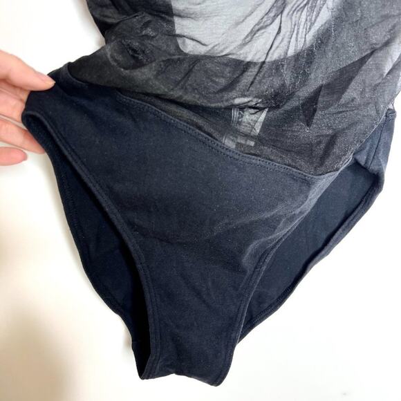Vintage Yaz Wear Newport News Black Sheer Bodysuit Small - Picture 11 of 14